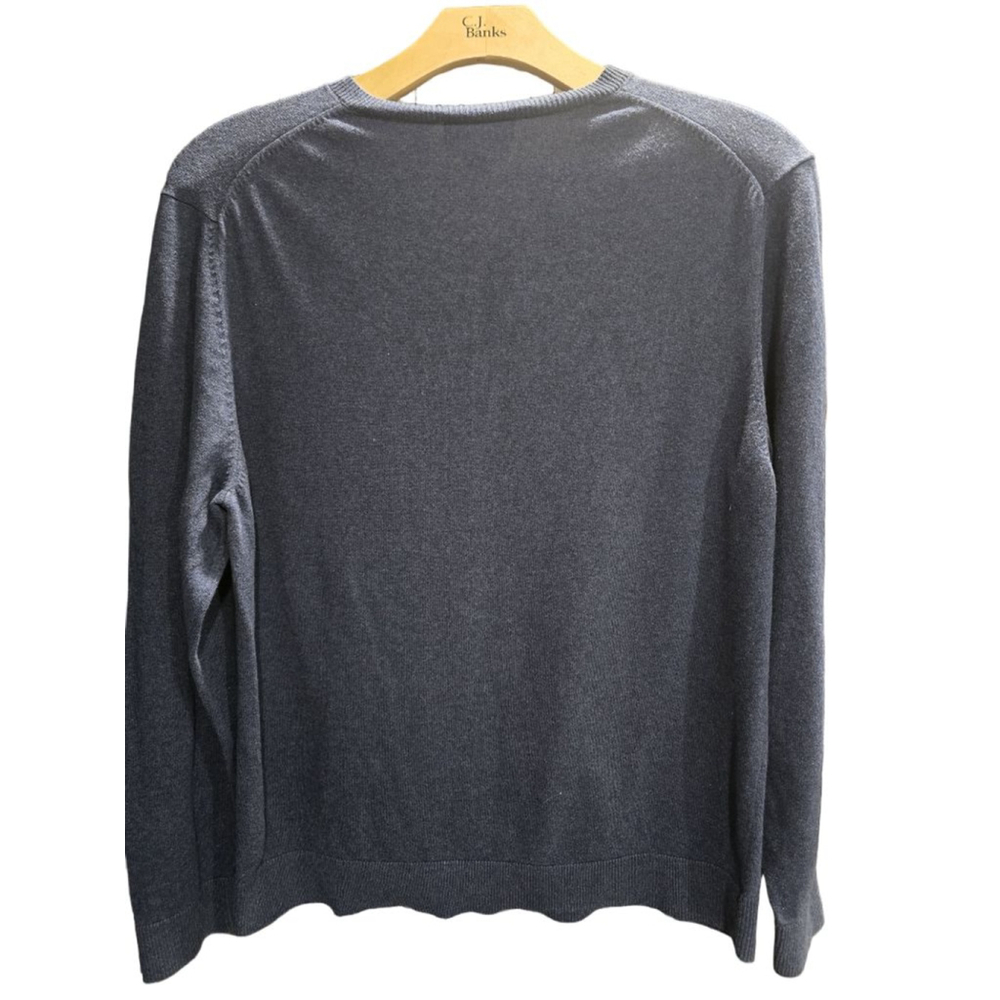 Men's Eddie Bauer Blue Cotton Cashmere V-Neck Sweater Size L - Picture 2 of 4